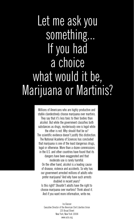 NYT Ad Marijuana v Martinis