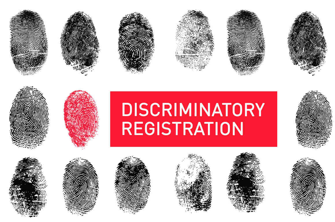 Discriminatory Registration system with finger prints