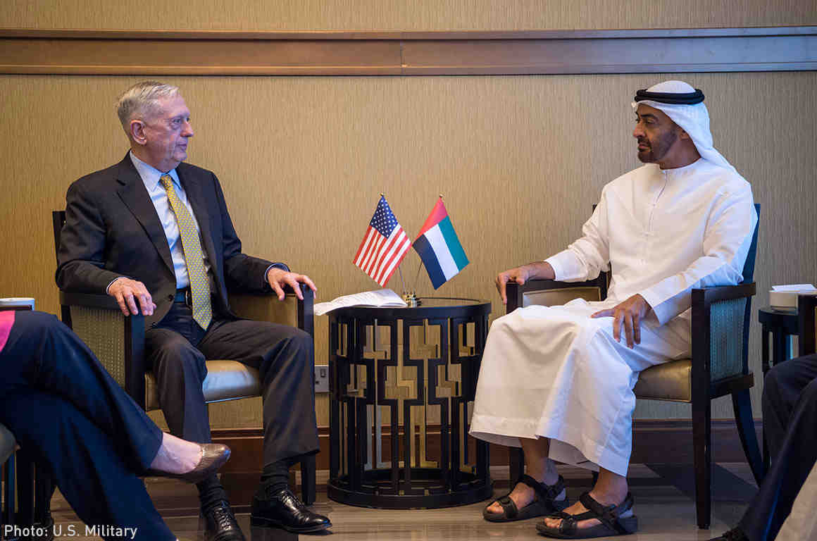 Secretary of Defense Jim Mattis meets with the United Arab Emirates' Crown Prince Mohammed bin Zayed bin Sultan Al Nahyan in Abu Dhabi, UAE.