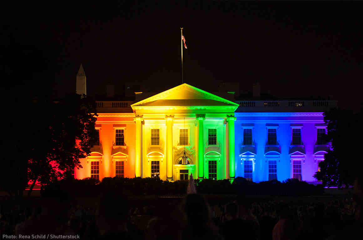 White House lit in rainbow colors