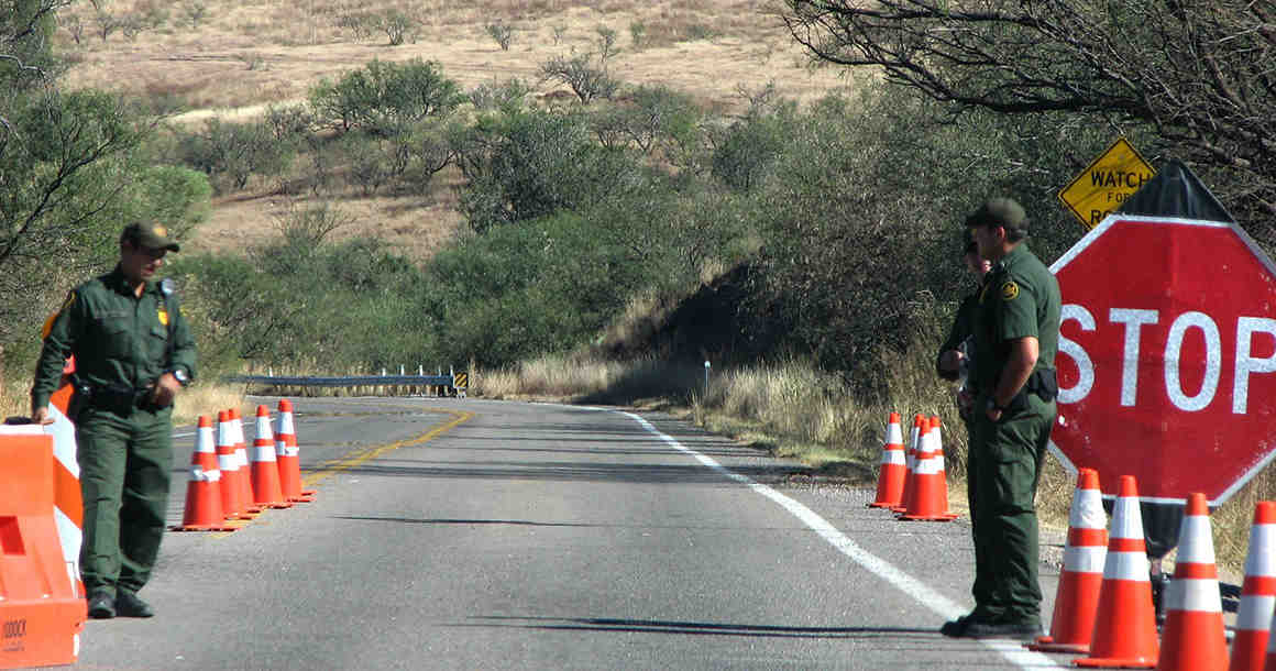 Border agents on road