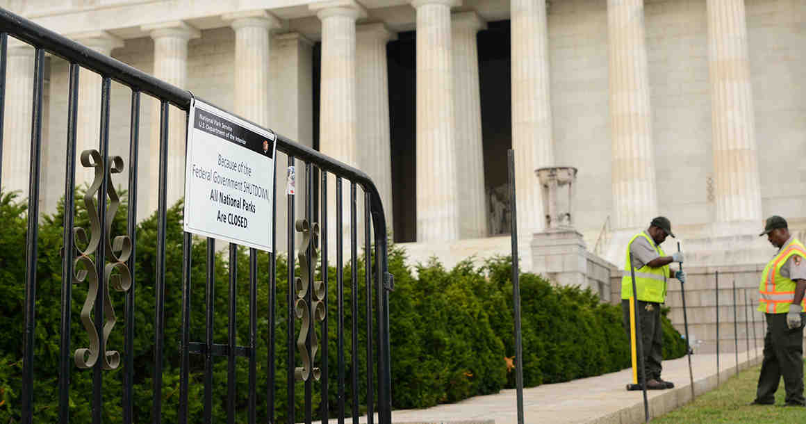 Workers Outside Lincoln Memorial