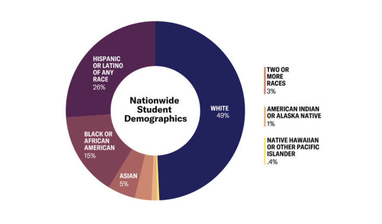A graph showing that statistically there are more children of color in America's public schools.