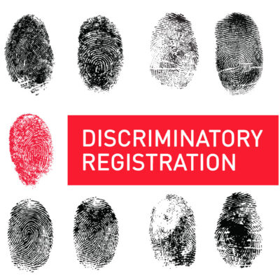 Discriminatory Registration system with finger prints