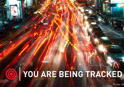 Blurred lights from cars on street at night