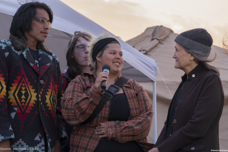 Amy Goodman at the Sacred Stone Camp in 2014