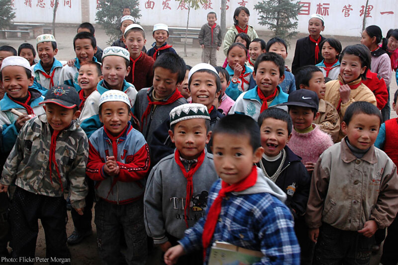 Chinese kids looking at camera