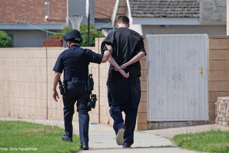 Photo of LAPD officer making an arrest