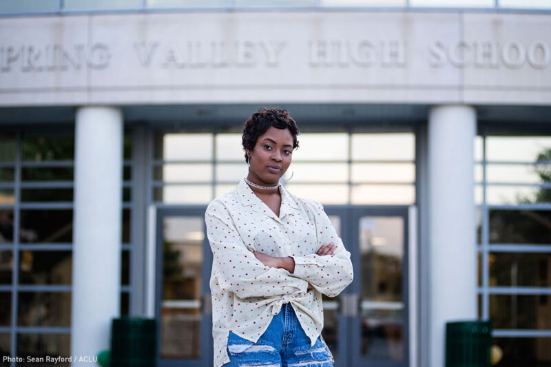 Niya in front of school