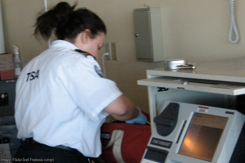 TSA agent searching bag