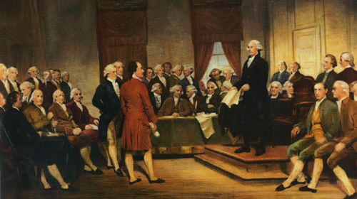Detail from painting "Washington as Statesman at the Constitutional Convention"