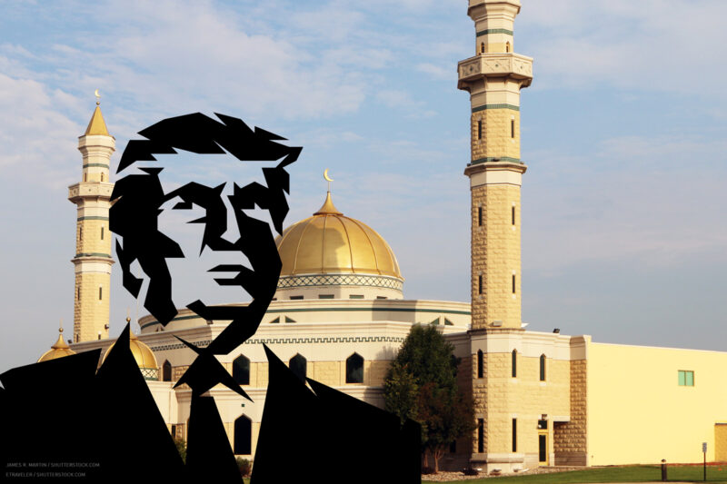 Trump stencil imposed on Mosque