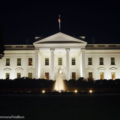 The White House at night