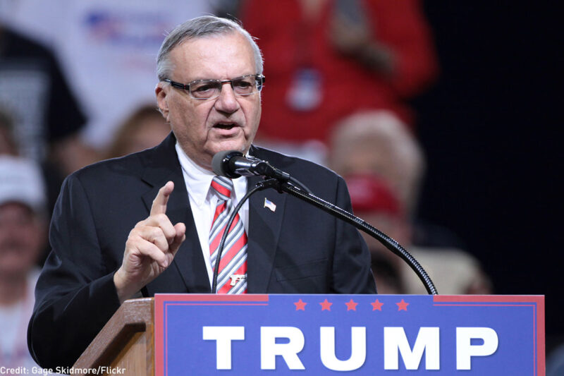 Joe Arpaio speaking at a Trump campaign rally