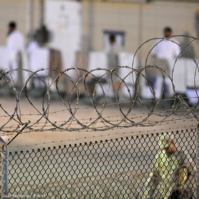 Guantanamo Prisoners behind Fence