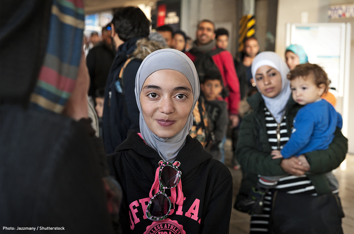 Muslim girl with her family