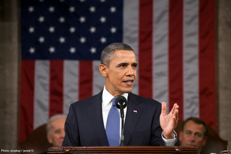 Obama on the podium