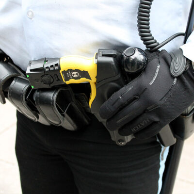 Police officer with taser