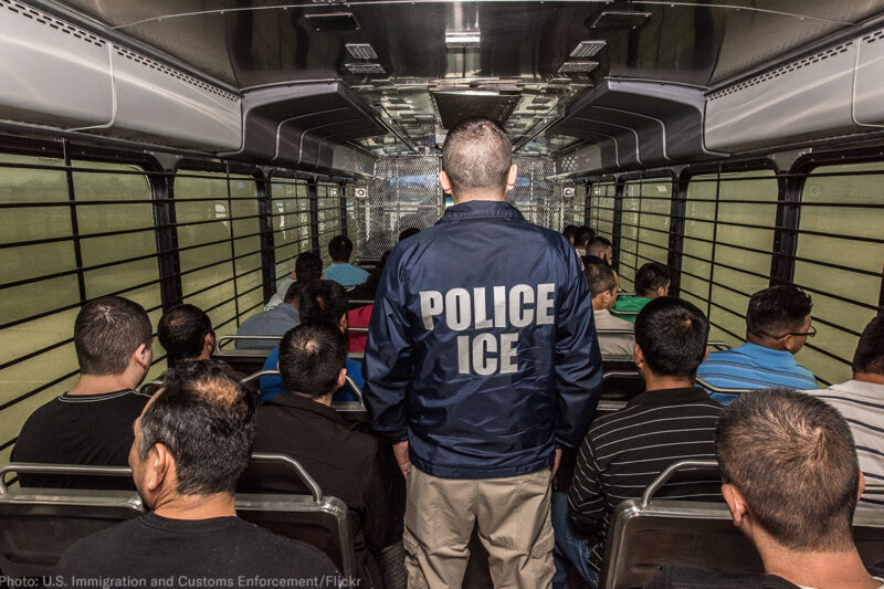 ICE agent on a bus