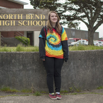 Liv Funk standing outside of North Bend High School