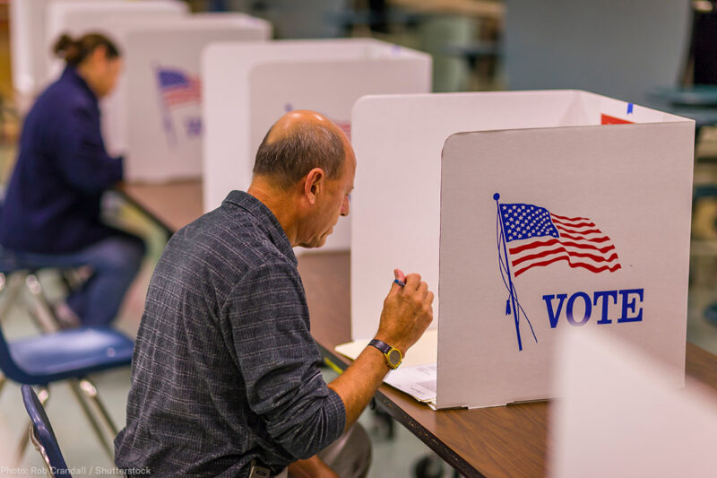 Voter at booth