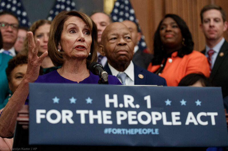 Speaker of the House Nancy Pelosi of Calif., speaks during a news conference on Capitol Hill in Washington, Friday, Jan. 4, 2019, about Introduction of H.R. 1 - For the People Act.