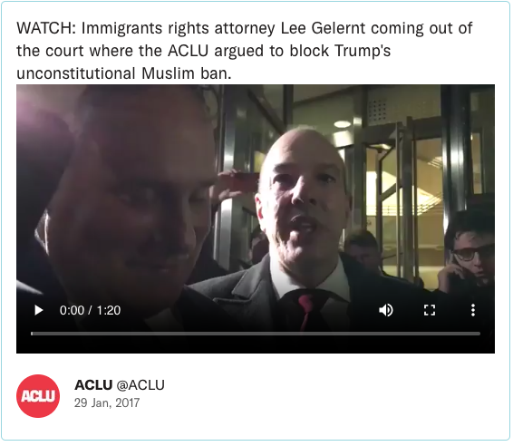 WATCH: Immigrants rights attorney Lee Gelernt coming out of the court where the ACLU argued to block Trump's unconstitutional Muslim ban.