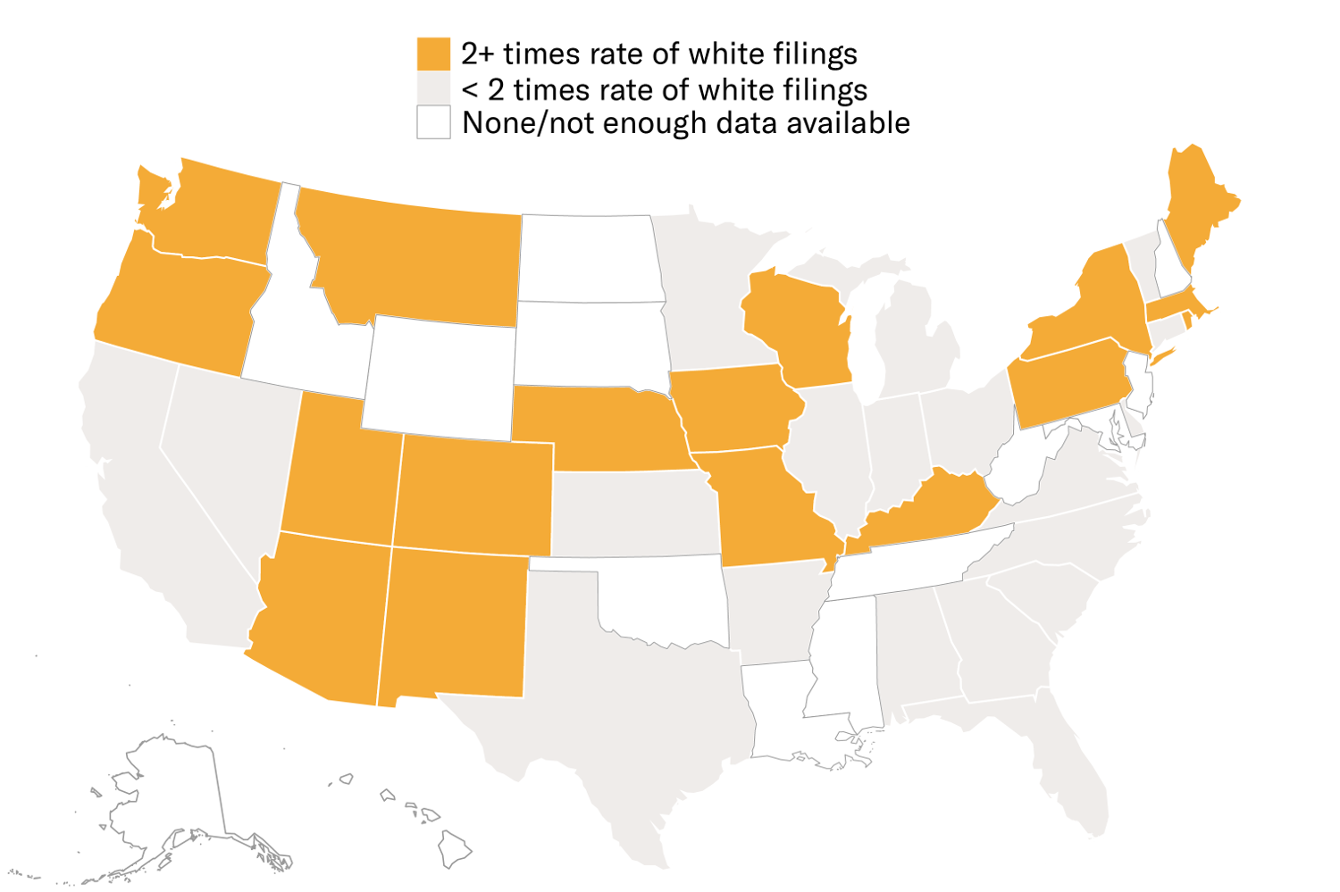 Map of eviction filings by state