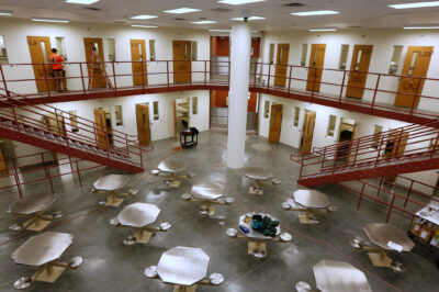 Inmate housing area in a California prison.