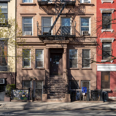 Colorful old buildings on 10th Street in the East Village of Manhattan in New York City.