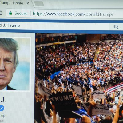 Donald Trump's Facebook profile on a web browser.