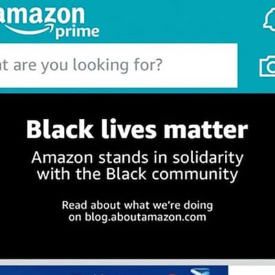 A screenshot of the Black Lives Matter banner on the Amazon homepage