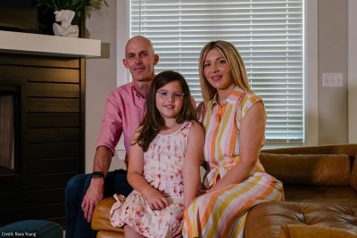 Brook Dennis, a 9-year-old transgender girl in Arkansas, is seen with her parents