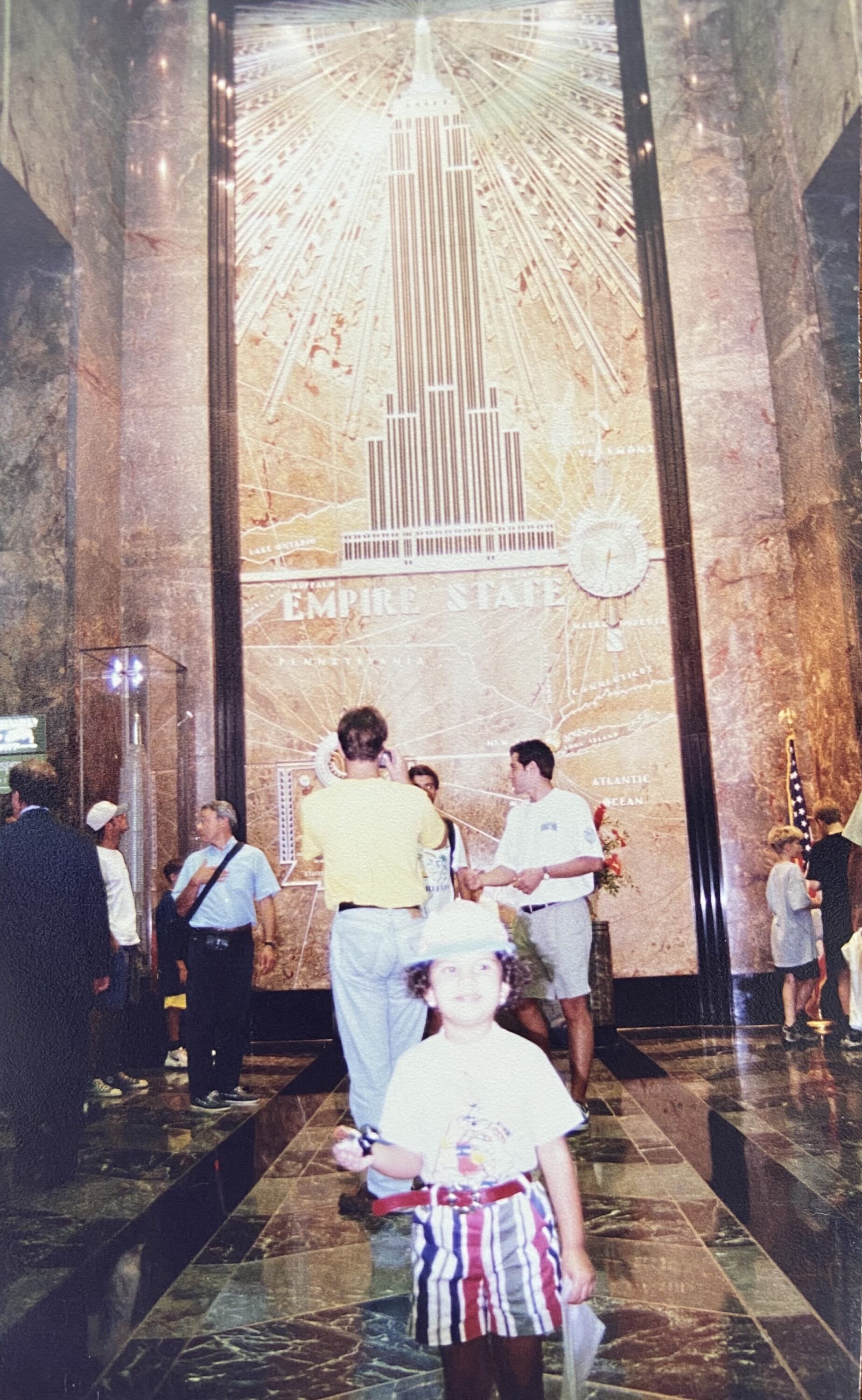 Mira Nesser in the Empire State building during her family's visit to New York City.