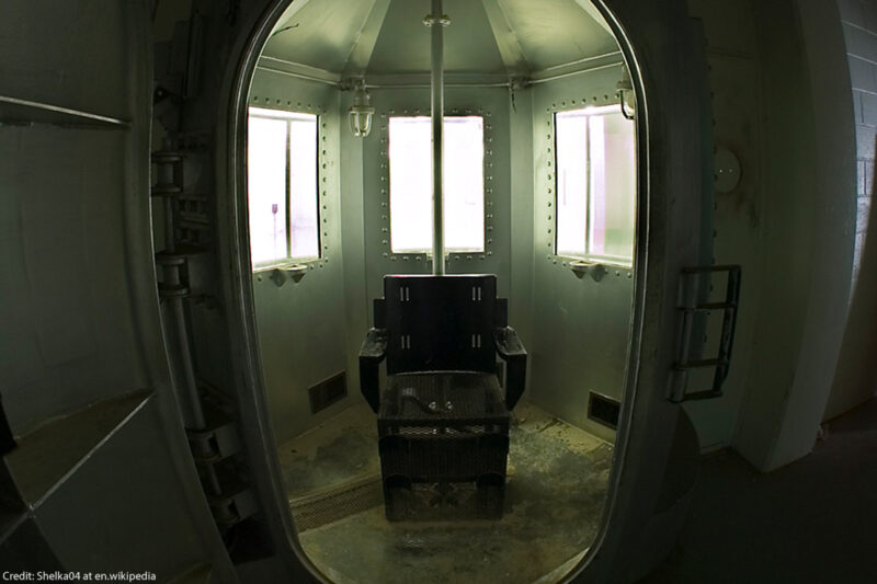 A photo of a prison gas chamber.