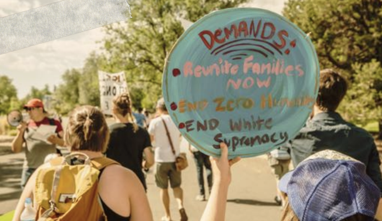 A pro-immigration sign at a rally.