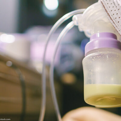 An individual breast pumping.