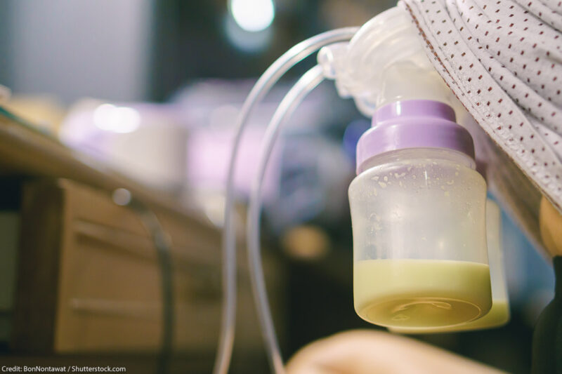 An individual breast pumping.