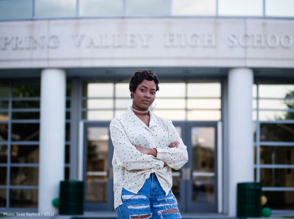 Niya in front of school