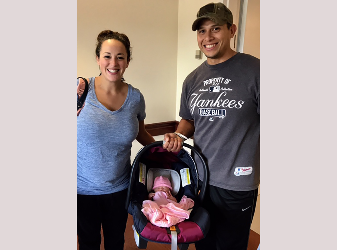 Sarah Alicea, newborn daughter Sofia, and husband Christopher