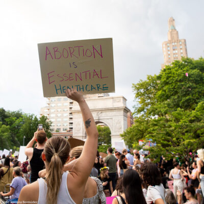 Protest sign that reads "abortion is essential healthcare"