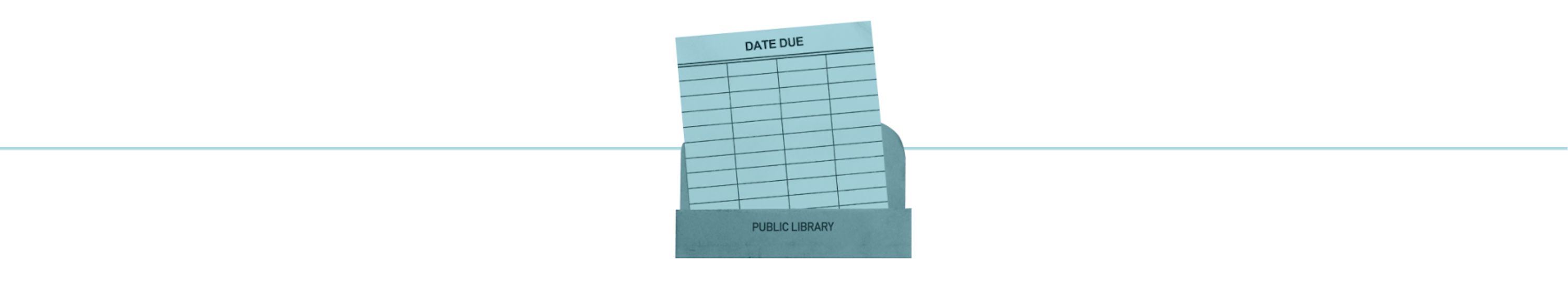A divider graphic featuring a library checkout card.