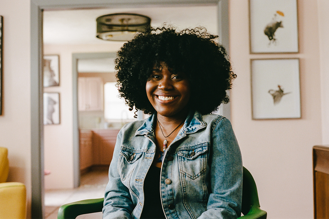 A smiling Johana Dauphin who's a student and activist.