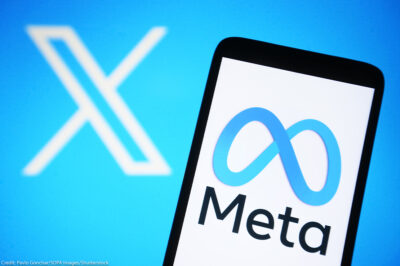 Logos of the social media platforms X and Meta.