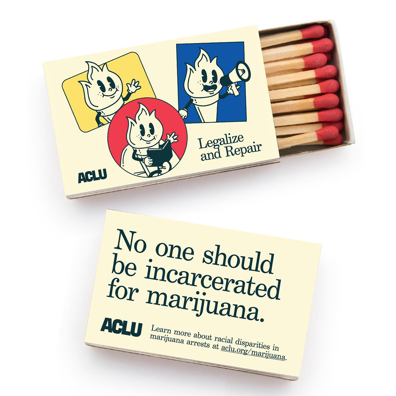A picture of the Legalize And Repair Matchbox from the ACLU store.