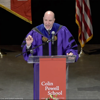 Anthony Romero giving the commencement speech at the Colin Powell School of City College of New York.